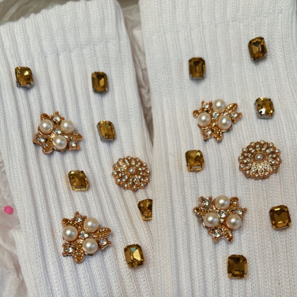 “ The Goldie Locks “White Adults/teens bling slouch socks